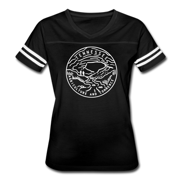 Tennessee Women’s Vintage Sport T-Shirt - State Design Women’s Tennessee Shirt - black/white