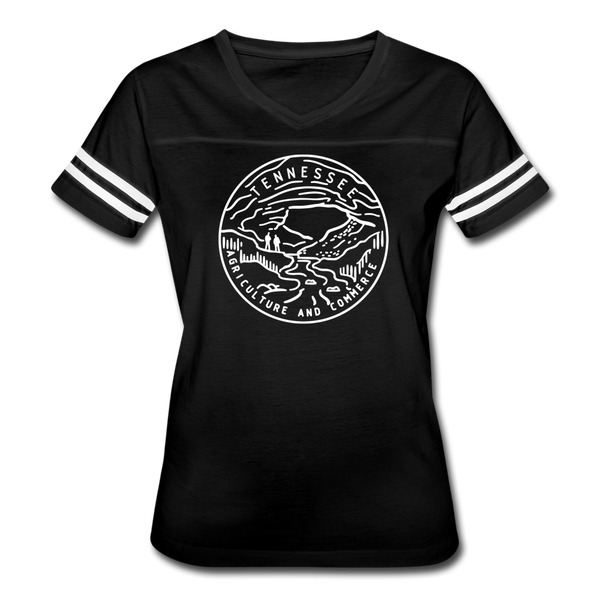 Tennessee Women’s Vintage Sport T-Shirt - State Design Women’s Tennessee Shirt - black/white