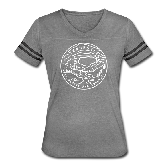Tennessee Women’s Vintage Sport T-Shirt - State Design Women’s Tennessee Shirt - heather gray/charcoal