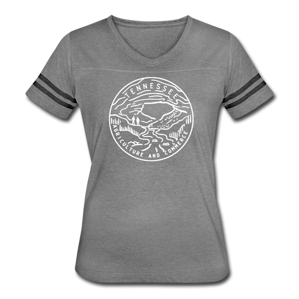 Tennessee Women’s Vintage Sport T-Shirt - State Design Women’s Tennessee Shirt - heather gray/charcoal