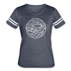 Tennessee Women’s Vintage Sport T-Shirt - State Design Women’s Tennessee Shirt - vintage navy/white
