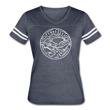 Tennessee Women’s Vintage Sport T-Shirt - State Design Women’s Tennessee Shirt - vintage navy/white