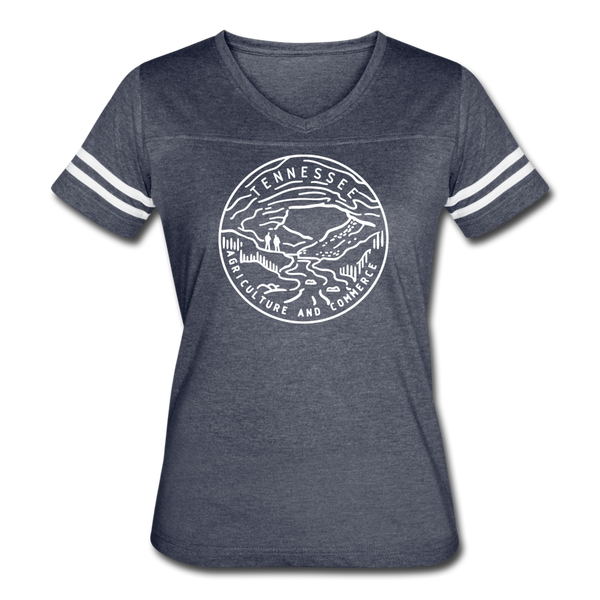 Tennessee Women’s Vintage Sport T-Shirt - State Design Women’s Tennessee Shirt - vintage navy/white