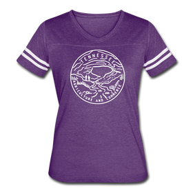 Tennessee Women’s Vintage Sport T-Shirt - State Design Women’s Tennessee Shirt - vintage purple/white