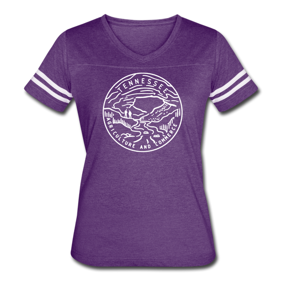 Tennessee Women’s Vintage Sport T-Shirt - State Design Women’s Tennessee Shirt - vintage purple/white