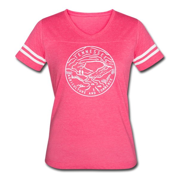 Tennessee Women’s Vintage Sport T-Shirt - State Design Women’s Tennessee Shirt - vintage pink/white