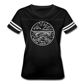 West Virginia Women’s Vintage Sport T-Shirt - State Design Women’s West Virginia Shirt - black/white