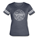 West Virginia Women’s Vintage Sport T-Shirt - State Design Women’s West Virginia Shirt - vintage navy/white