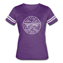 West Virginia Women’s Vintage Sport T-Shirt - State Design Women’s West Virginia Shirt - vintage purple/white