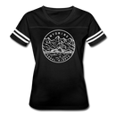 Wyoming Women’s Vintage Sport T-Shirt - State Design Women’s Wyoming Shirt - black/white
