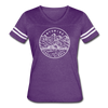 Wyoming Women’s Vintage Sport T-Shirt - State Design Women’s Wyoming Shirt - vintage purple/white