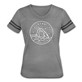 Utah Women’s Vintage Sport T-Shirt - State Design Women’s Utah Shirt - heather gray/charcoal