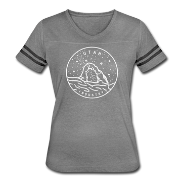 Utah Women’s Vintage Sport T-Shirt - State Design Women’s Utah Shirt - heather gray/charcoal