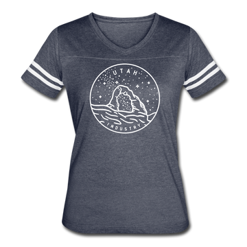 Utah Women’s Vintage Sport T-Shirt - State Design Women’s Utah Shirt - vintage navy/white