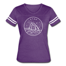 Utah Women’s Vintage Sport T-Shirt - State Design Women’s Utah Shirt - vintage purple/white