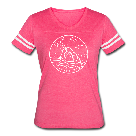 Utah Women’s Vintage Sport T-Shirt - State Design Women’s Utah Shirt - vintage pink/white