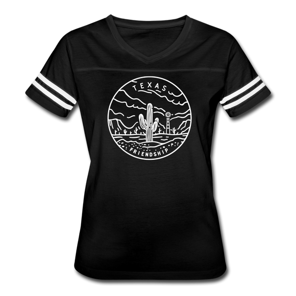 Texas Women’s Vintage Sport T-Shirt - State Design Women’s Texas Shirt - black/white
