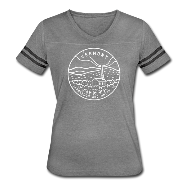 Vermont Women’s Vintage Sport T-Shirt - State Design Women’s Vermont Shirt - heather gray/charcoal