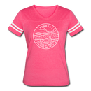 Vermont Women’s Vintage Sport T-Shirt - State Design Women’s Vermont Shirt - vintage pink/white