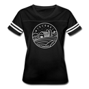 Wisconsin Women’s Vintage Sport T-Shirt - State Design Women’s Wisconsin Shirt - black/white
