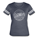 Wisconsin Women’s Vintage Sport T-Shirt - State Design Women’s Wisconsin Shirt - vintage navy/white