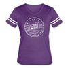 Wisconsin Women’s Vintage Sport T-Shirt - State Design Women’s Wisconsin Shirt - vintage purple/white