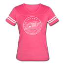 Wisconsin Women’s Vintage Sport T-Shirt - State Design Women’s Wisconsin Shirt - vintage pink/white
