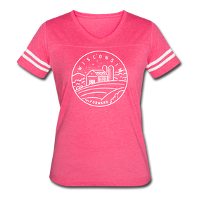 Wisconsin Women’s Vintage Sport T-Shirt - State Design Women’s Wisconsin Shirt