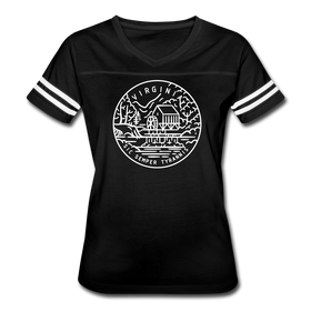 Virginia Women’s Vintage Sport T-Shirt - State Design Women’s Virginia Shirt - black/white