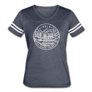 Virginia Women’s Vintage Sport T-Shirt - State Design Women’s Virginia Shirt - vintage navy/white