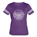 Virginia Women’s Vintage Sport T-Shirt - State Design Women’s Virginia Shirt - vintage purple/white