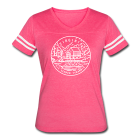 Virginia Women’s Vintage Sport T-Shirt - State Design Women’s Virginia Shirt - vintage pink/white