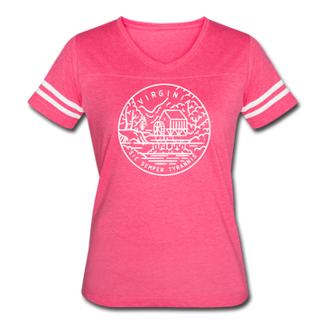 Virginia Women’s Vintage Sport T-Shirt - State Design Women’s Virginia Shirt - vintage pink/white