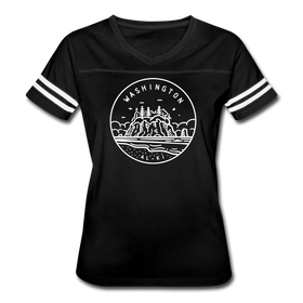 Washington Women’s Vintage Sport T-Shirt - State Design Women’s Washington Shirt - black/white