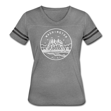 Washington Women’s Vintage Sport T-Shirt - State Design Women’s Washington Shirt - heather gray/charcoal