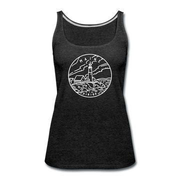 Maine Women’s Tank Top - State Design Women’s Maine Tank Top - charcoal gray