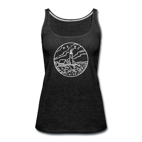 Maine Women’s Tank Top - State Design Women’s Maine Tank Top - charcoal gray