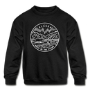 Alaska Youth Sweatshirt - State Design Youth Alaska Crewneck Sweatshirt - black
