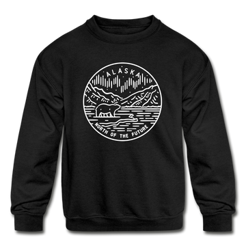 Alaska Youth Sweatshirt - State Design Youth Alaska Crewneck Sweatshirt - black