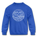 Alaska Youth Sweatshirt - State Design Youth Alaska Crewneck Sweatshirt - royal blue