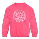 Alaska Youth Sweatshirt - State Design Youth Alaska Crewneck Sweatshirt - neon pink