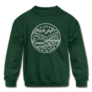 Alaska Youth Sweatshirt - State Design Youth Alaska Crewneck Sweatshirt - forest green