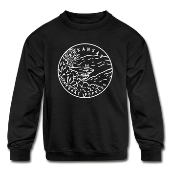 Arkansas Youth Sweatshirt - State Design Youth Arkansas Crewneck Sweatshirt - black