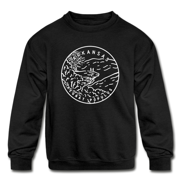 Arkansas Youth Sweatshirt - State Design Youth Arkansas Crewneck Sweatshirt - black
