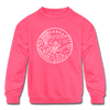 Arkansas Youth Sweatshirt - State Design Youth Arkansas Crewneck Sweatshirt - neon pink