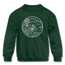 Arkansas Youth Sweatshirt - State Design Youth Arkansas Crewneck Sweatshirt - forest green