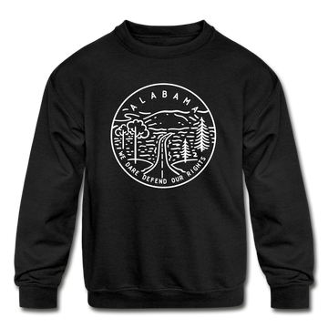 Alabama Youth Sweatshirt - State Design Youth Alabama Crewneck Sweatshirt - black