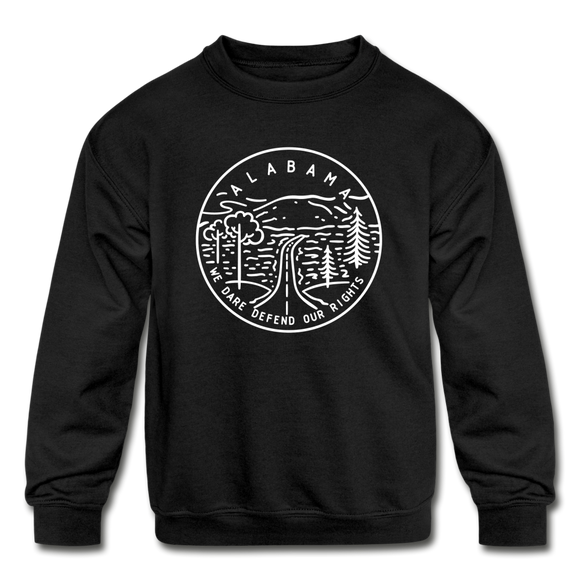 Alabama Youth Sweatshirt - State Design Youth Alabama Crewneck Sweatshirt - black