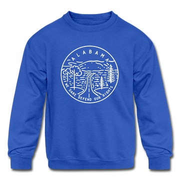 Alabama Youth Sweatshirt - State Design Youth Alabama Crewneck Sweatshirt - royal blue