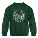 Alabama Youth Sweatshirt - State Design Youth Alabama Crewneck Sweatshirt - forest green